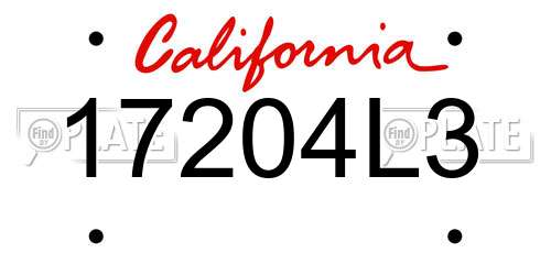 17204L3 California License Plate