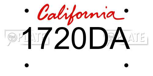1720DA California License Plate