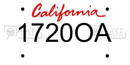 1720OA California License Plate