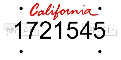 1721545 California License Plate