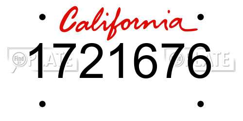 1721676 California License Plate