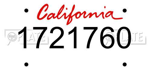 1721760 California License Plate