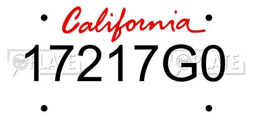 17217G0 California License Plate