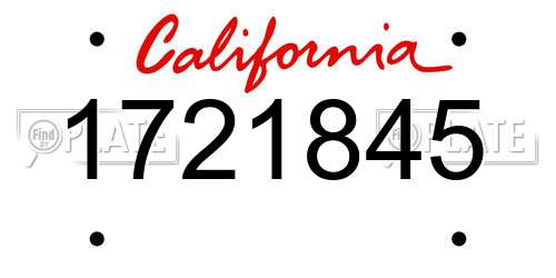1721845 California License Plate