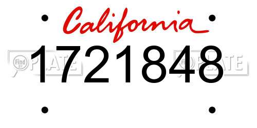 1721848 California License Plate