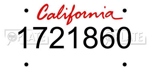 1721860 California License Plate