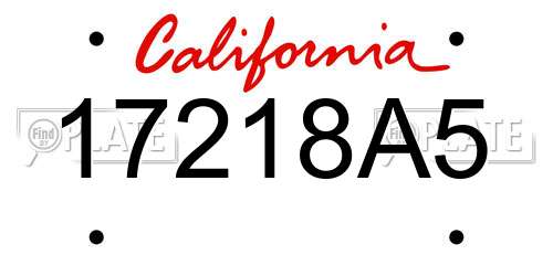 17218A5 California License Plate