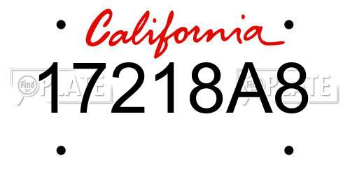 17218A8 California License Plate