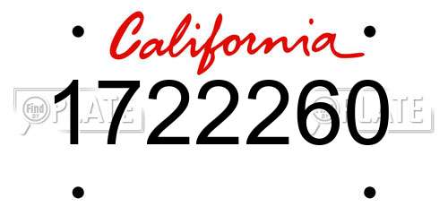 1722260 California License Plate