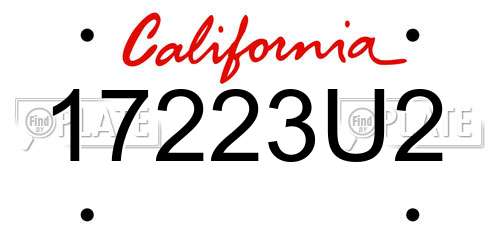 17223U2 California License Plate