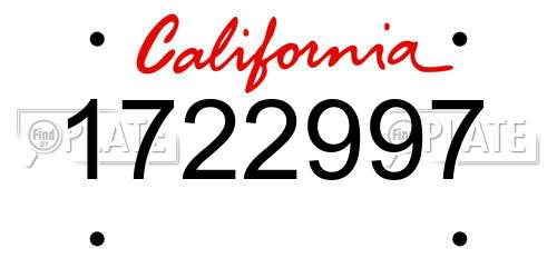 1722997 California License Plate