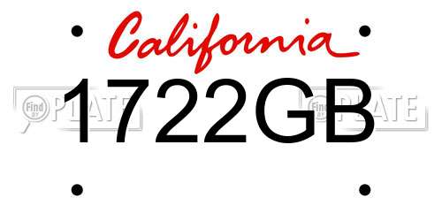 1722GB California License Plate