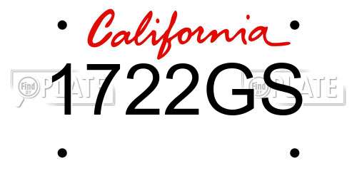 1722GS California License Plate