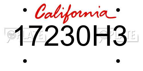 17230H3 California License Plate