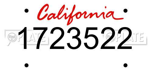 1723522 California License Plate
