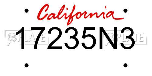 17235N3 California License Plate