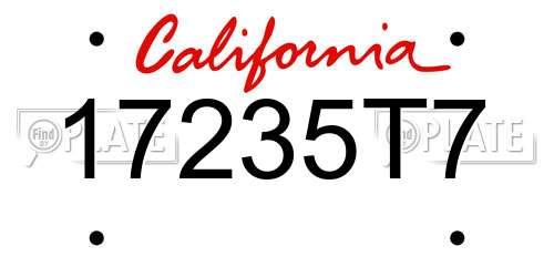 17235T7 California License Plate