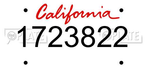 1723822 California License Plate