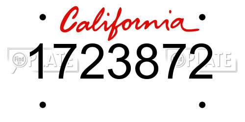 1723872 California License Plate