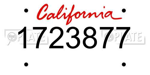 1723877 California License Plate