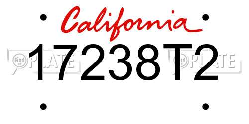 17238T2 California License Plate