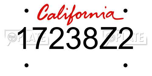 17238Z2 California License Plate