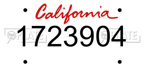 1723904 California License Plate