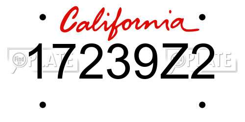 17239Z2 California License Plate