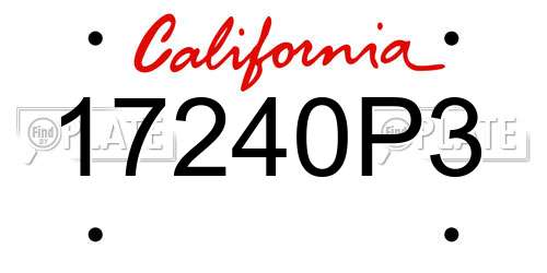 17240P3 California License Plate