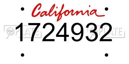 1724932 California License Plate