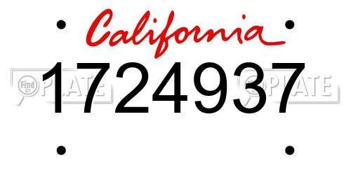 1724937 California License Plate