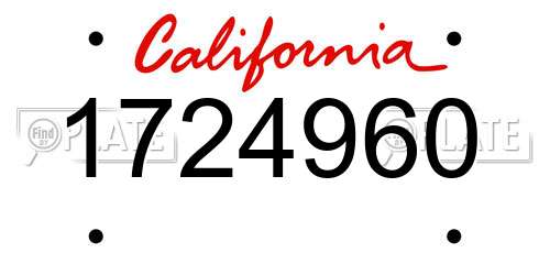 1724960 California License Plate