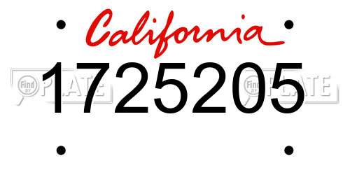 1725205 California License Plate