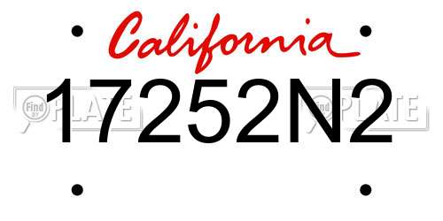 17252N2 California License Plate