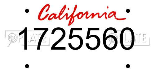 1725560 California License Plate