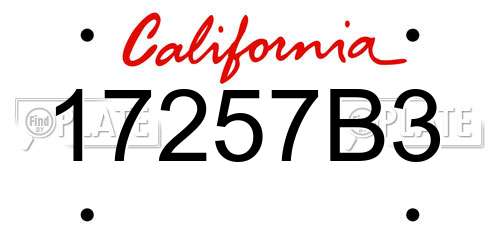 17257B3 California License Plate