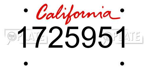 1725951 California License Plate