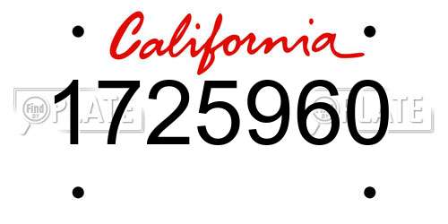 1725960 California License Plate
