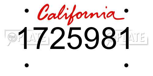 1725981 California License Plate