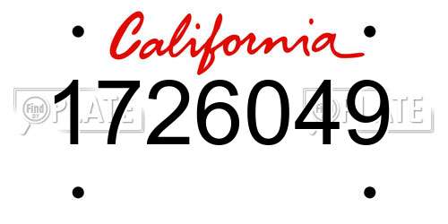 1726049 California License Plate