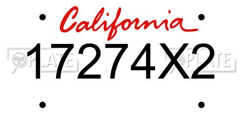 17274X2 California License Plate