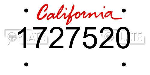 1727520 California License Plate