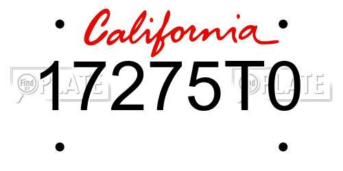 17275T0 California License Plate