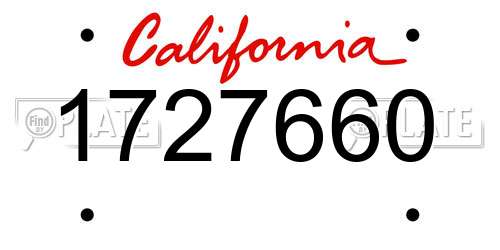 1727660 California License Plate