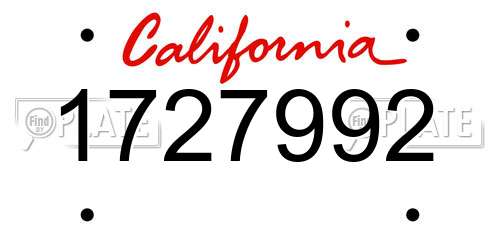 1727992 California License Plate