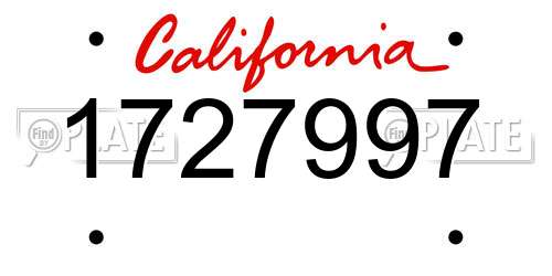 1727997 California License Plate
