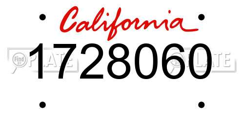 1728060 California License Plate