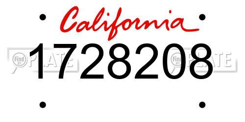 1728208 California License Plate