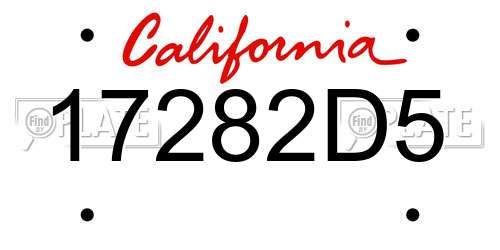 17282D5 California License Plate