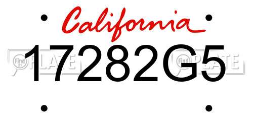 17282G5 California License Plate